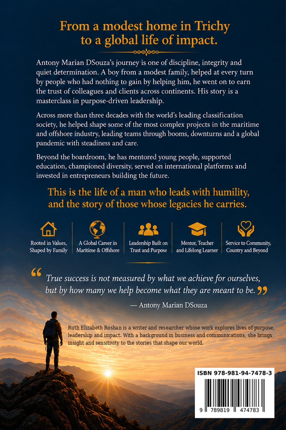 The back cover of the book