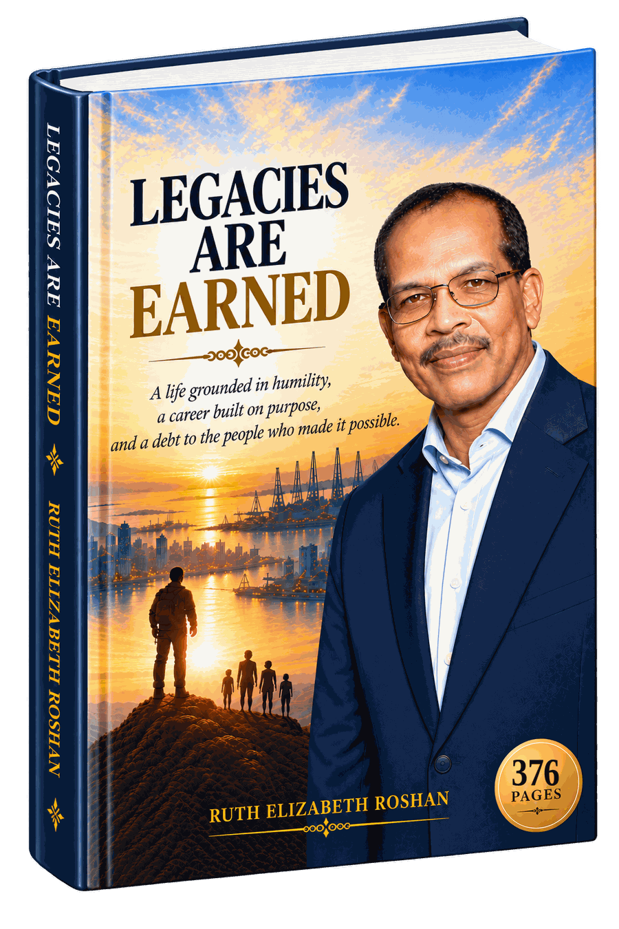 Legacies Are Earned, showing Antony Marian DSouza against a harbour at sunset