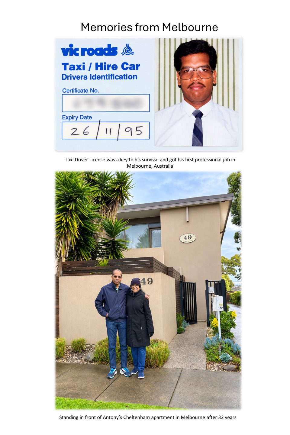 Picture page: the Melbourne taxi licence and the Cheltenham flat