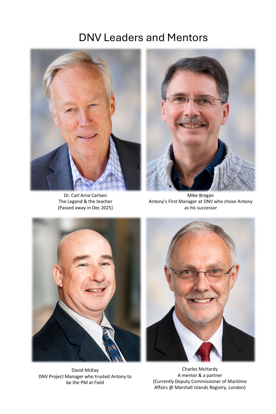 Picture page: Carl Arne Carlsen, Mike Brogan, David McKay and Charles McHardy